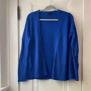 Talbots cobalt blue open mixed knit cardigan sweater L